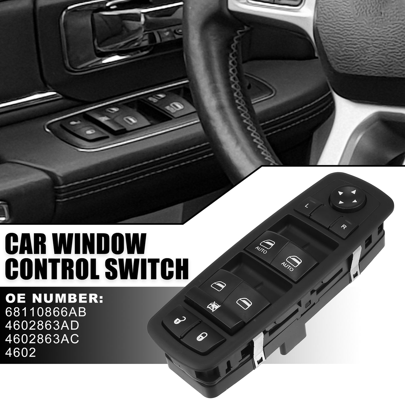 X AUTOHAUX 68110866AB Front Left Driver Side Car Power Window Switch Compatible for Chrysler Town & Country 2012-2016 for Ram 1500 2013-2015