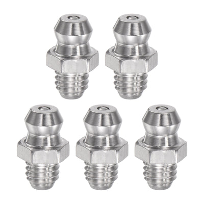 Harfington Uxcell 201 Stainless Steel Straight Hydraulic Grease Fitting M6 x 1mm Thread, 5Pcs