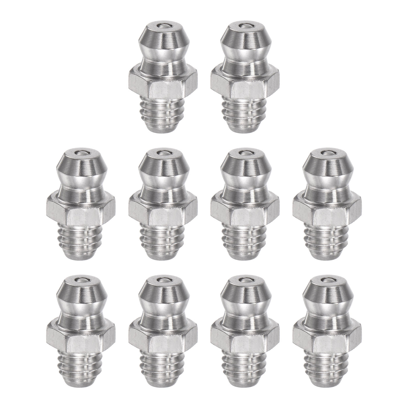 Uxcell Uxcell 201 Stainless Steel Straight Hydraulic Grease Fitting M8 x 1mm Thread, 10Pcs