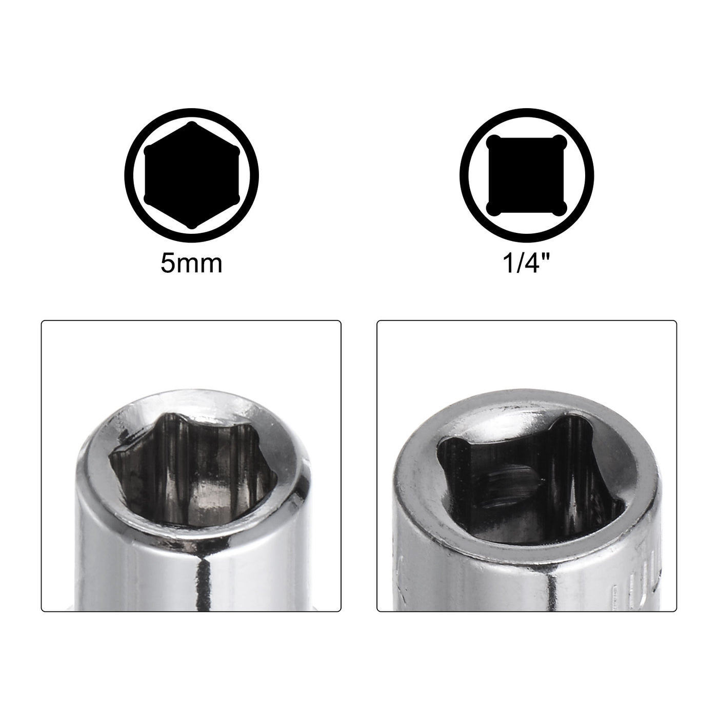 uxcell Uxcell 1/4" Drive 5mm Deep Socket Swivel Joints Hex Shank Impact Driver Adaptor Set