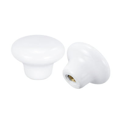 Harfington Uxcell 32x24mm Ceramic Drawer Knobs, 5pcs Mushroom Shape Door Pull Handles White