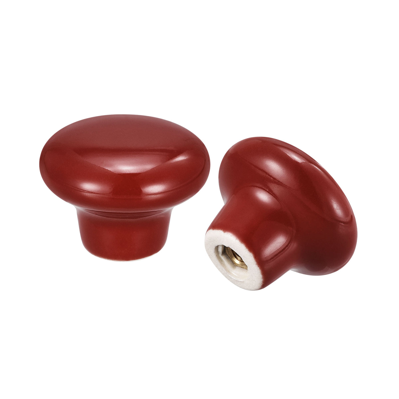 uxcell Uxcell 32x24mm Ceramic Drawer Knobs, 5pcs Mushroom Shape Door Pull Handles Red