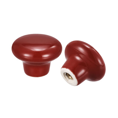 Harfington Uxcell 32x24mm Ceramic Drawer Knobs, 5pcs Mushroom Shape Door Pull Handles Red