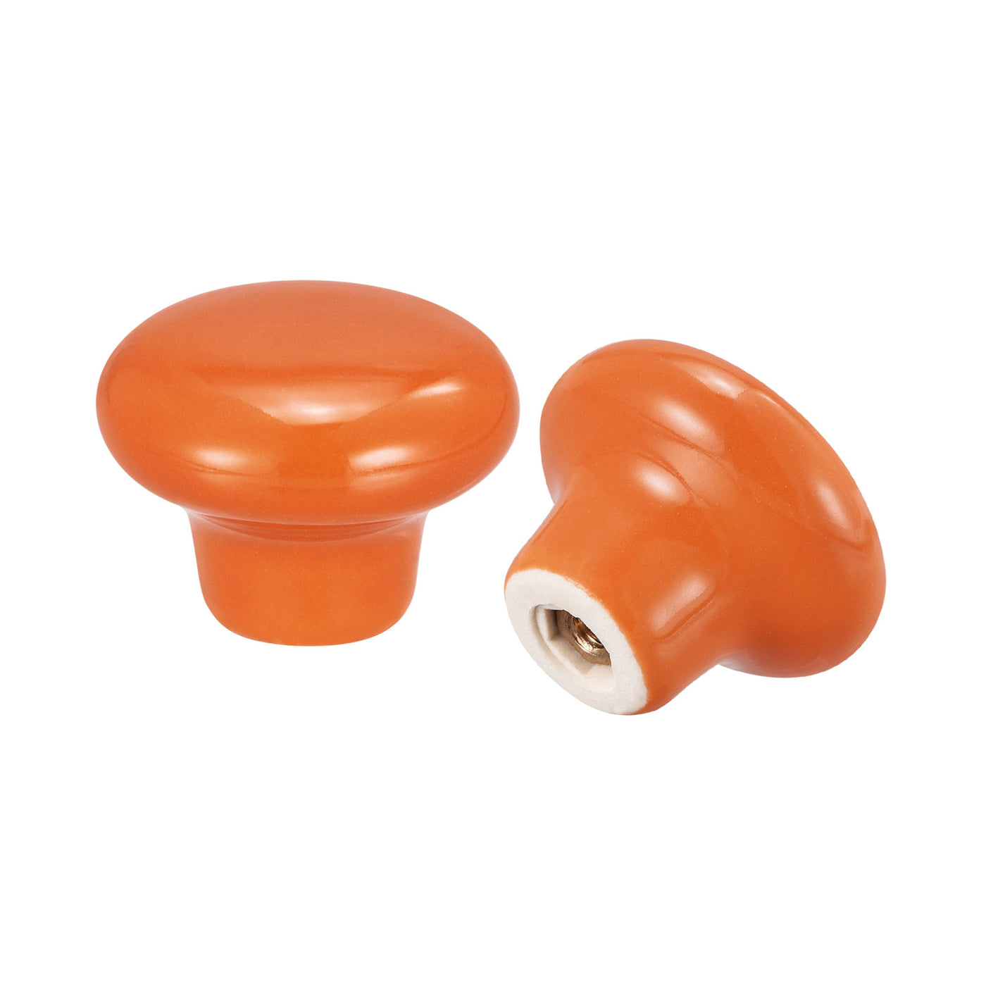 uxcell Uxcell 32x24mm Ceramic Drawer Knobs, 5pcs Mushroom Shape Door Pull Handles Orange