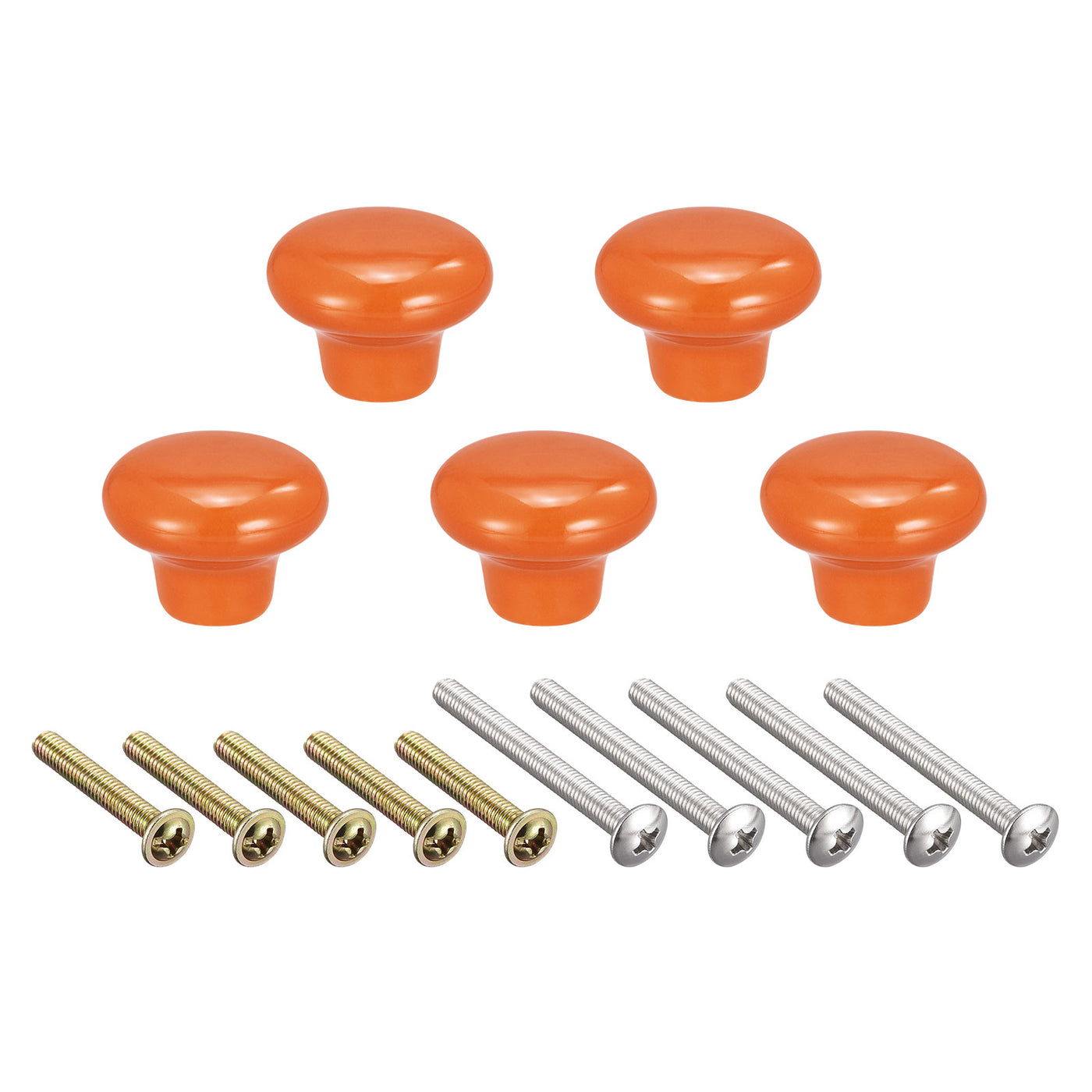 uxcell Uxcell 32x24mm Ceramic Drawer Knobs, 5pcs Mushroom Shape Door Pull Handles Orange
