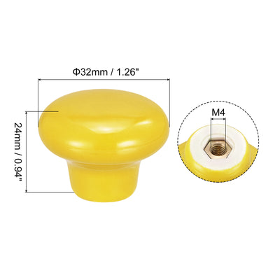 Harfington Uxcell 32x24mm Ceramic Drawer Knobs, 10pcs Mushroom Shape Door Pull Handles Yellow
