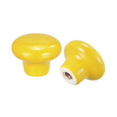 Harfington Uxcell 32x24mm Ceramic Drawer Knobs, 15pcs Mushroom Shape Door Pull Handles Yellow