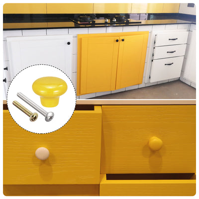 Harfington Uxcell 32x24mm Ceramic Drawer Knobs, 15pcs Mushroom Shape Door Pull Handles Yellow