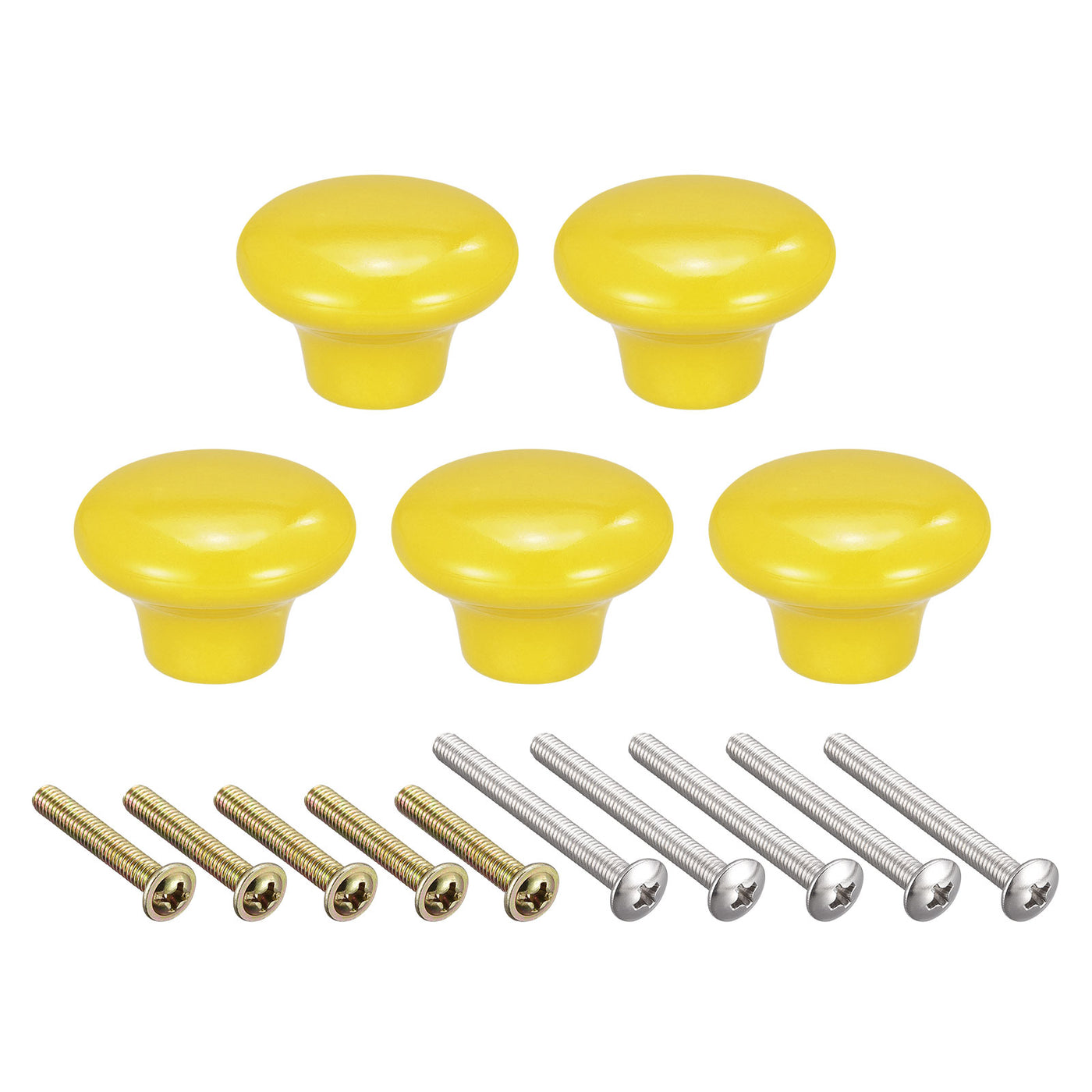 uxcell Uxcell 38x28mm Ceramic Drawer Knobs, 5pcs Mushroom Shape Door Pull Handles Yellow