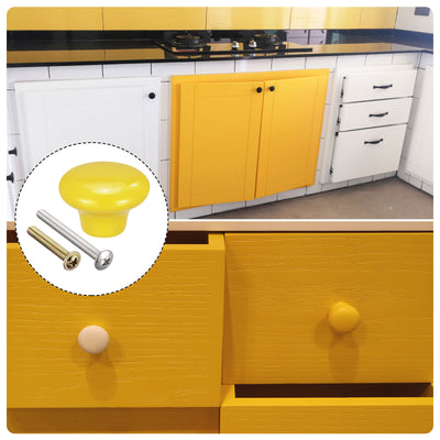 Harfington Uxcell 38x28mm Ceramic Drawer Knobs, 15pcs Mushroom Shape Door Pull Handles Yellow