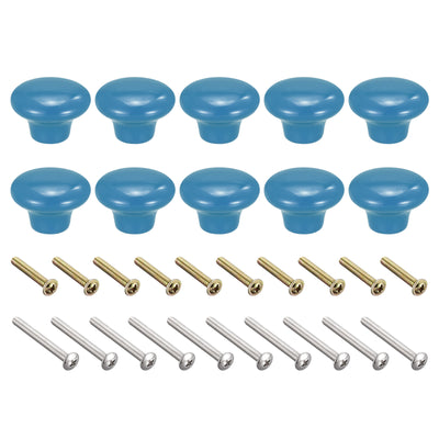 Harfington Uxcell 38x28mm Ceramic Drawer Knobs, 10pcs Mushroom Shape Door Pull Handles Blue
