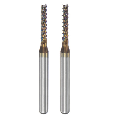 Harfington Uxcell 1/8" Shank 2mm x 12mm Diamond Film Coated Carbide End Mill Router Bits 2pcs