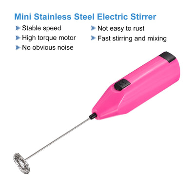Harfington Electric Tumbler Stirrer, Handheld Mini Mixer Battery Operated Stirring Mixing Pink for DIY Glitter Tumbler Cups