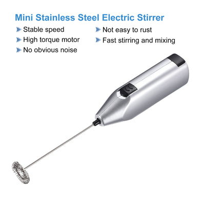Harfington Electric Tumbler Stirrer, Handheld Mini Mixer Battery Operated Stirring Mixing Silver for DIY Glitter Tumbler Cups