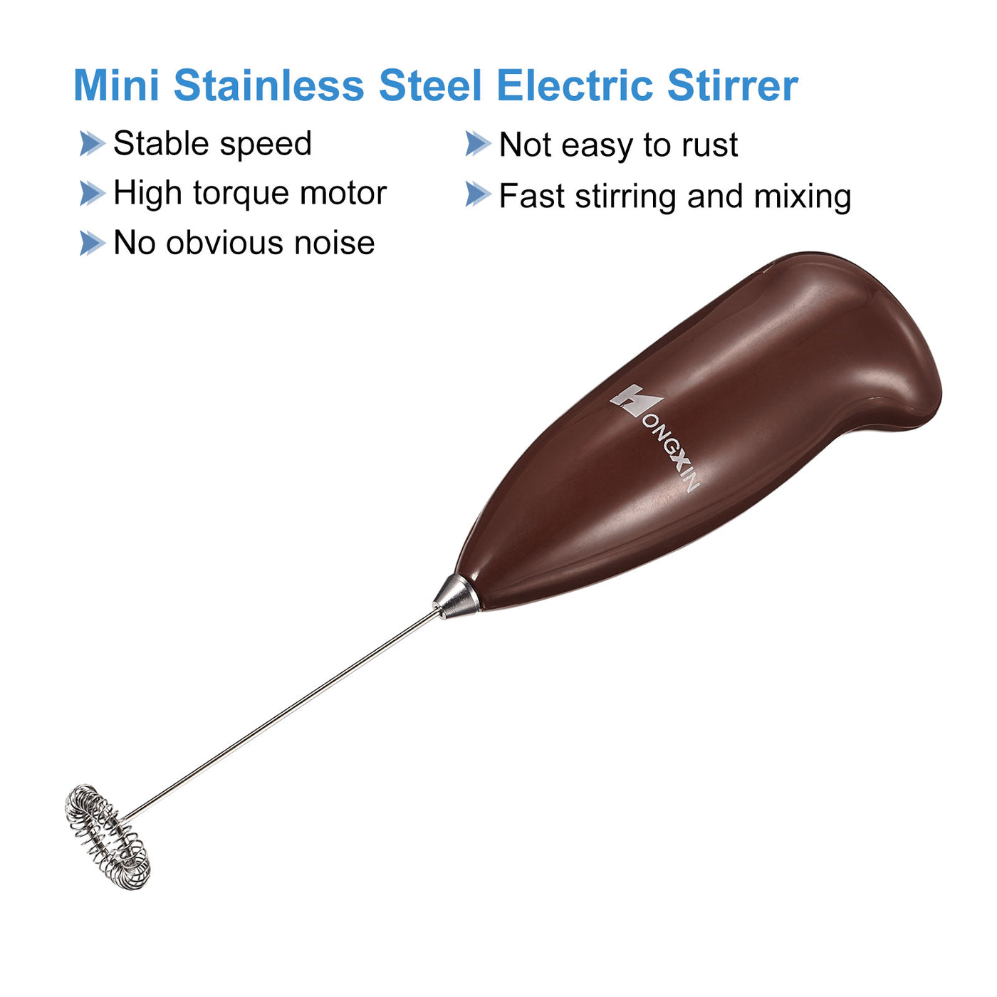Harfington Mini Electric Tumbler Stirrer, Handheld Mixer Battery Operated Stirring Brown for DIY Glitter Tumbler Cup