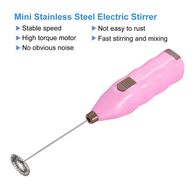 Harfington Mini Electric Tumbler Stirrer Mixer, Mini Handheld Battery Operated Stirring Pink for DIY Glitter Tumbler Cup, Pack of 2
