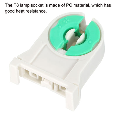 Harfington T8 Lamp Holder Socket Non-Shunted Light Holder White and Green for LED Fluorescent Tube, Pack of 10