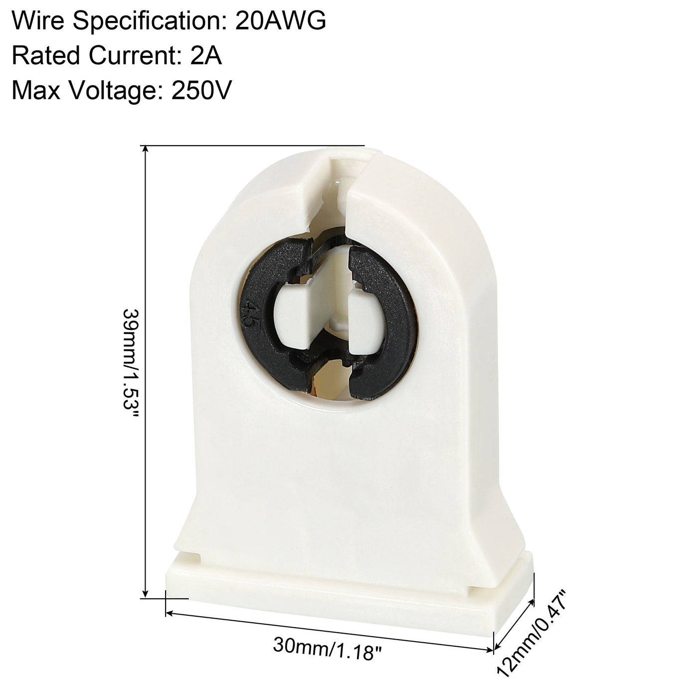 Harfington T8 Lamp Holder Socket Non-Shunted Light Holder White and Black for LED Fluorescent Tube, Pack of 4