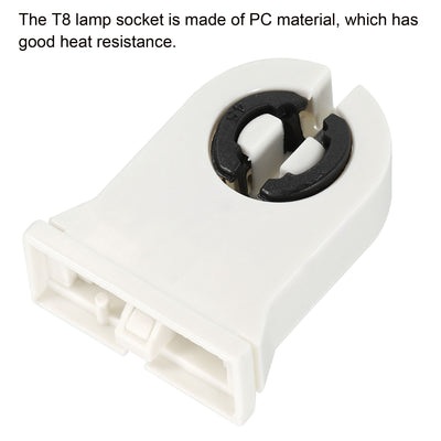 Harfington T8 Lamp Holder Socket Non-Shunted Light Holder White and Black for LED Fluorescent Tube, Pack of 12