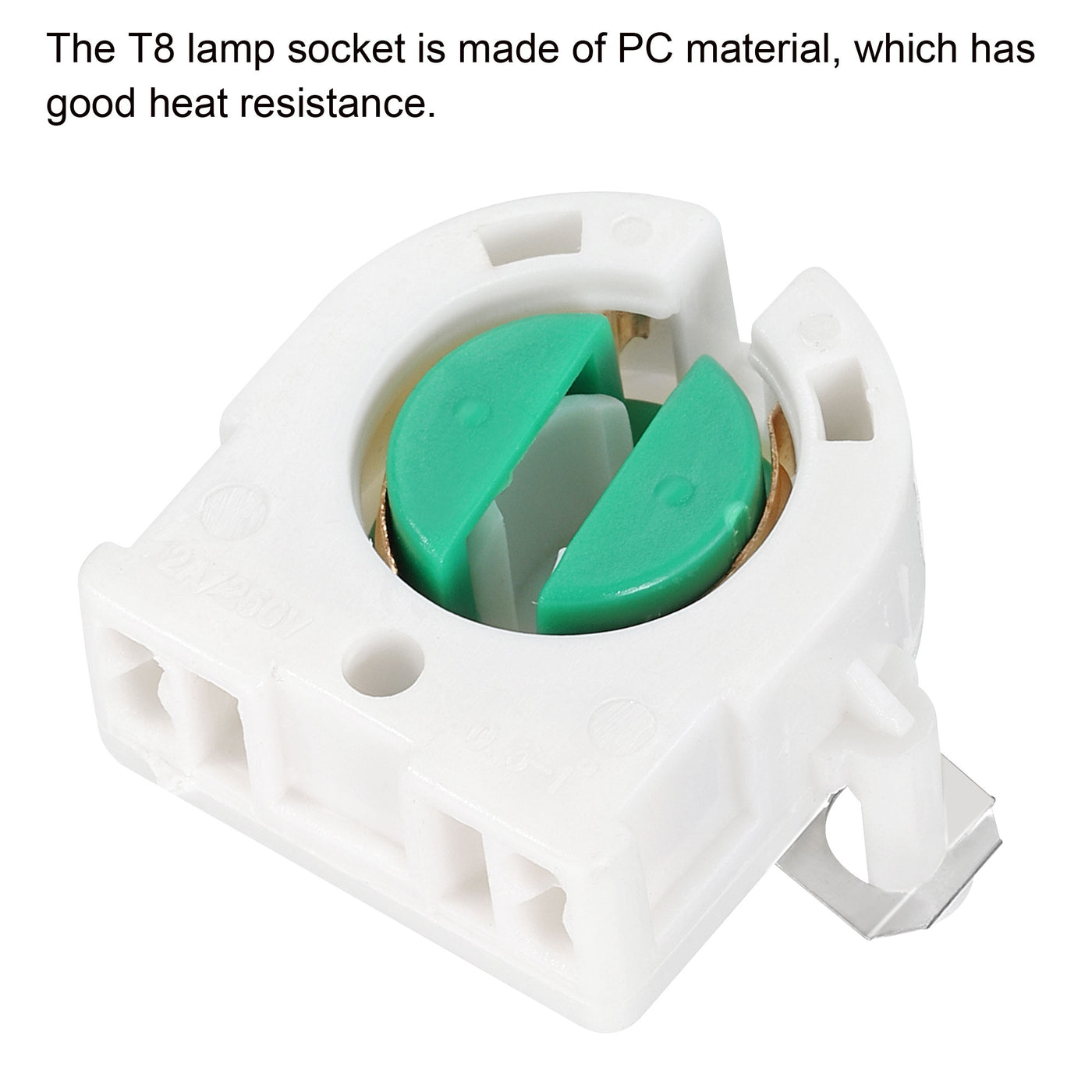 Harfington T8 Lamp Holder Socket Non-Shunted Light Holder 30x27x16mm for LED Fluorescent Tube, Pack of 8