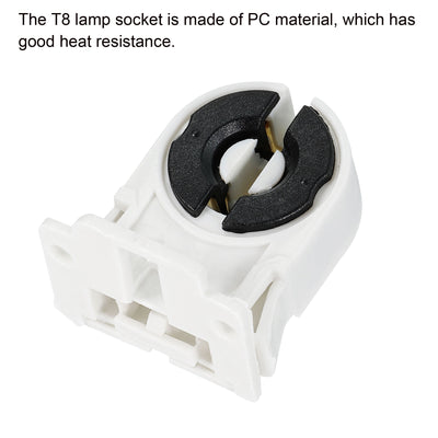 Harfington T8 Lamp Holder Socket Non-Shunted Light Holder 37x30x24mm for LED Fluorescent Tube, Pack of 10