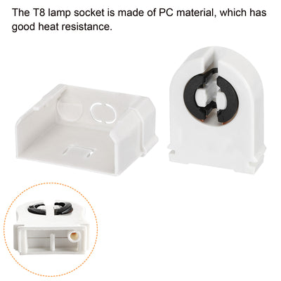 Harfington T8 Lamp Holder Socket Non-Shunted Light Holder 33x26x43mm for LED Fluorescent Tube, Pack of 4