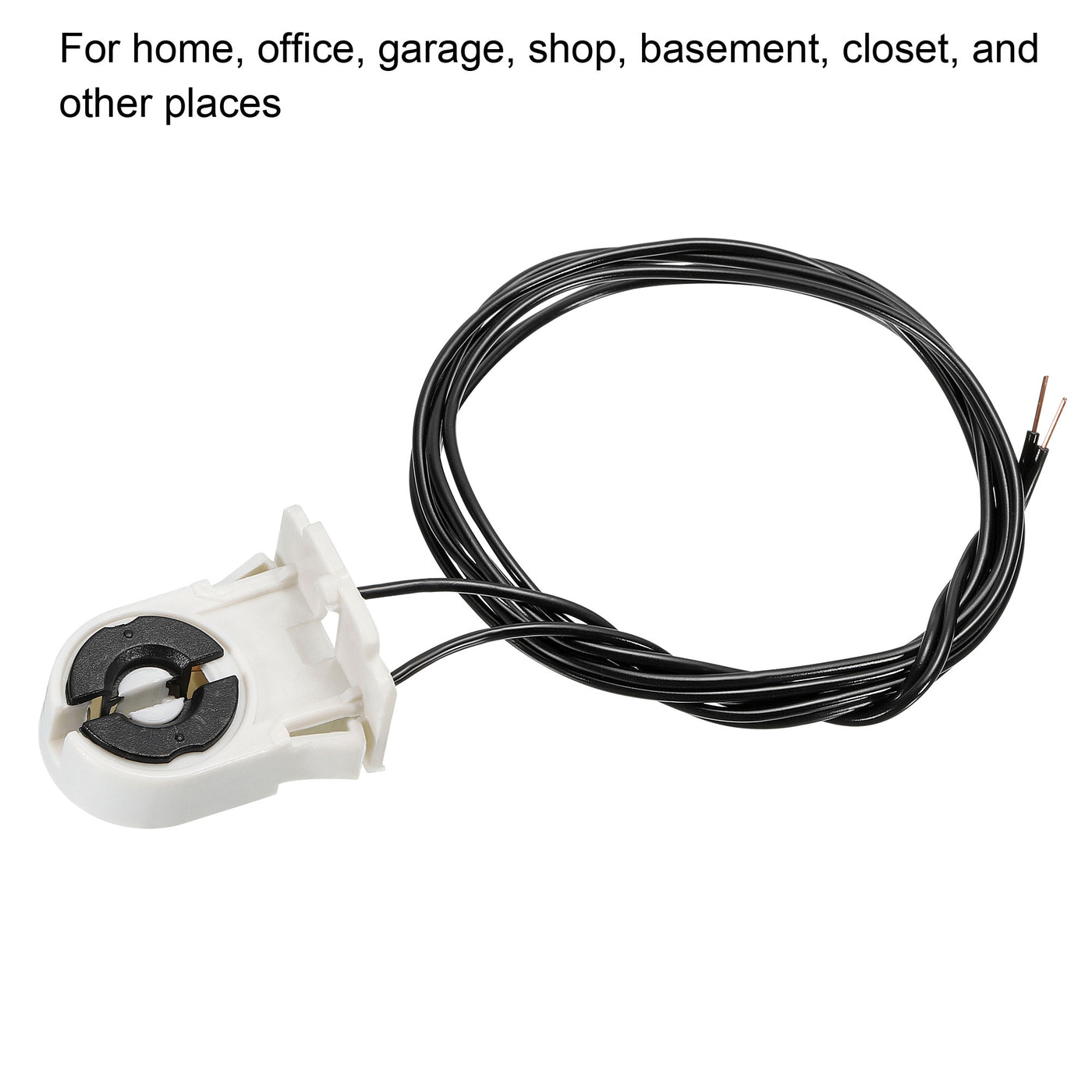 Harfington T8 Lamp Holder Socket Non-Shunted Light Holder with Wire 37x30x24mm for LED Fluorescent Tube, Pack of 8