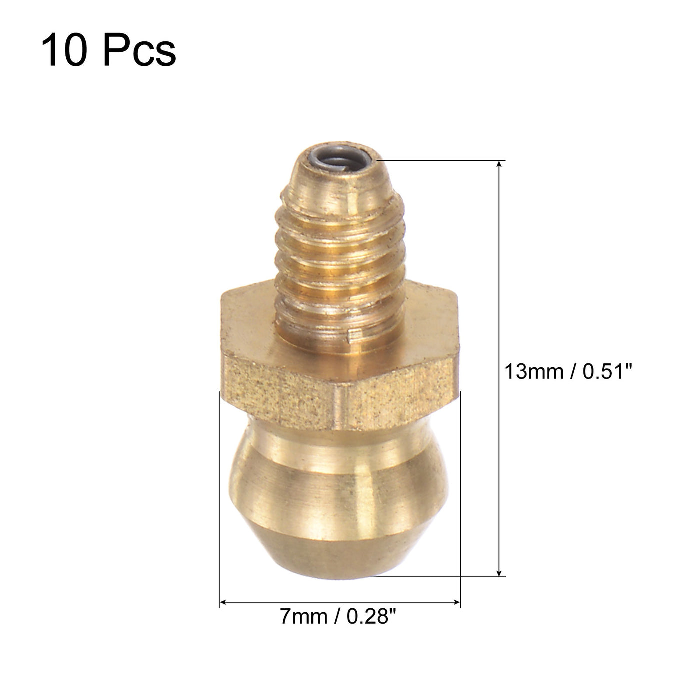 uxcell Uxcell Brass Straight Hydraulic Grease Fitting Accessories M4 x 0.7mm Thread, 10Pcs