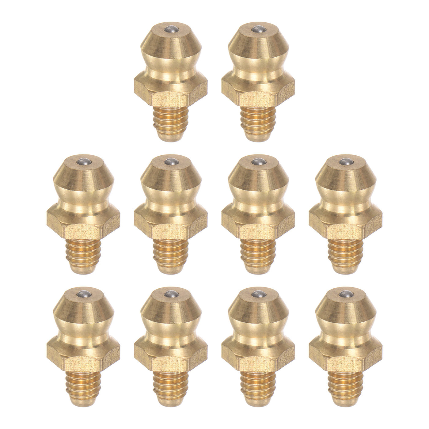 uxcell Uxcell Brass Straight Hydraulic Grease Fitting Accessories M4 x 0.7mm Thread, 10Pcs