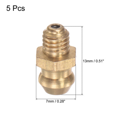 Harfington Uxcell Brass Straight Hydraulic Grease Fitting Accessories M5 x 0.8mm Thread, 5Pcs
