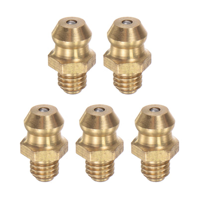 uxcell Uxcell Brass Straight Hydraulic Grease Fitting Accessories M5 x 0.8mm Thread, 5Pcs