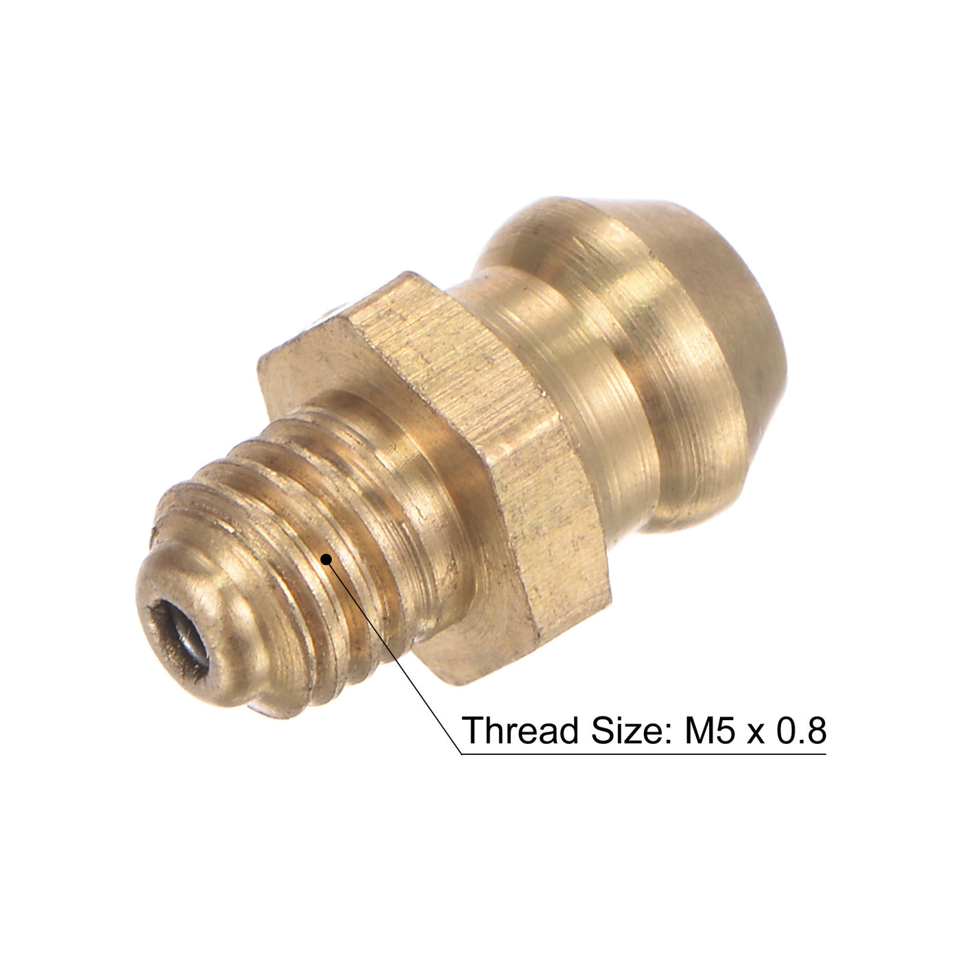 uxcell Uxcell Brass Straight Hydraulic Grease Fitting Accessories M5 x 0.8mm Thread, 10Pcs