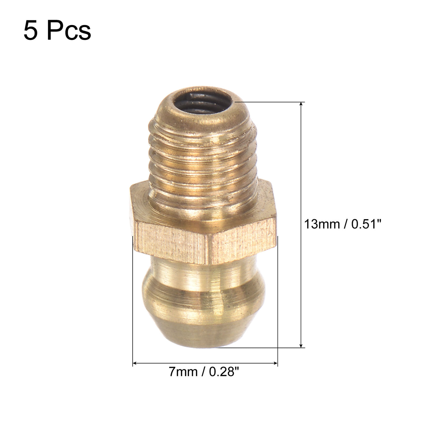 uxcell Uxcell Brass Straight Hydraulic Grease Fitting Accessories M6 x 0.75mm Thread, 5Pcs