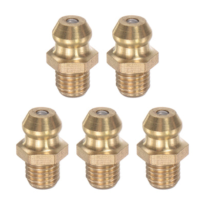 uxcell Uxcell Brass Straight Hydraulic Grease Fitting Accessories M6 x 0.75mm Thread, 5Pcs