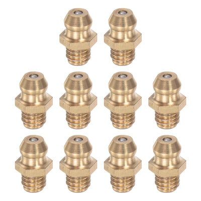 uxcell Uxcell Brass Hydraulic Grease Fitting Assortment Accessories M6 x 1mm Thread, 10Pcs