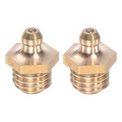 Harfington Uxcell Brass Straight Hydraulic Grease Fitting Accessories M14 x 1.25mm Thread, 2Pcs
