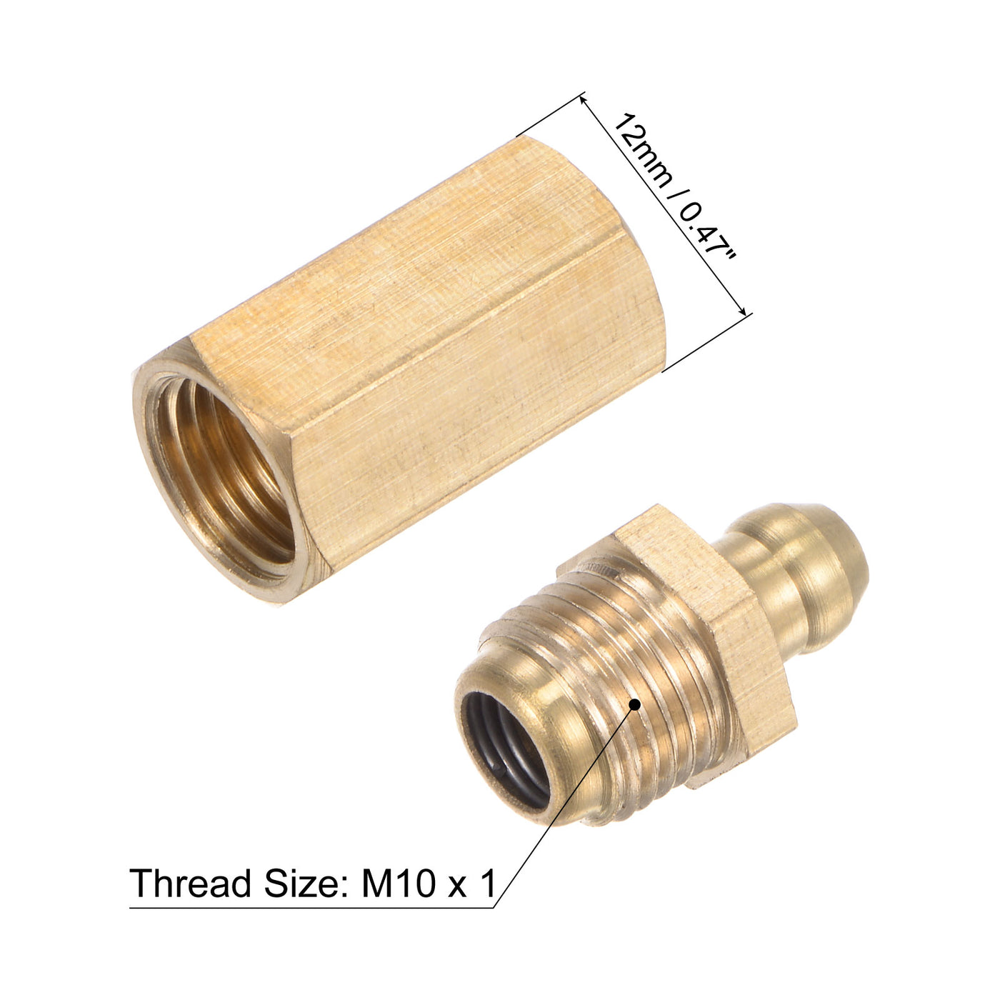 uxcell Uxcell Brass Straight Hydraulic Grease Fitting Accessories M10 x 1mm Thread, 2Pcs