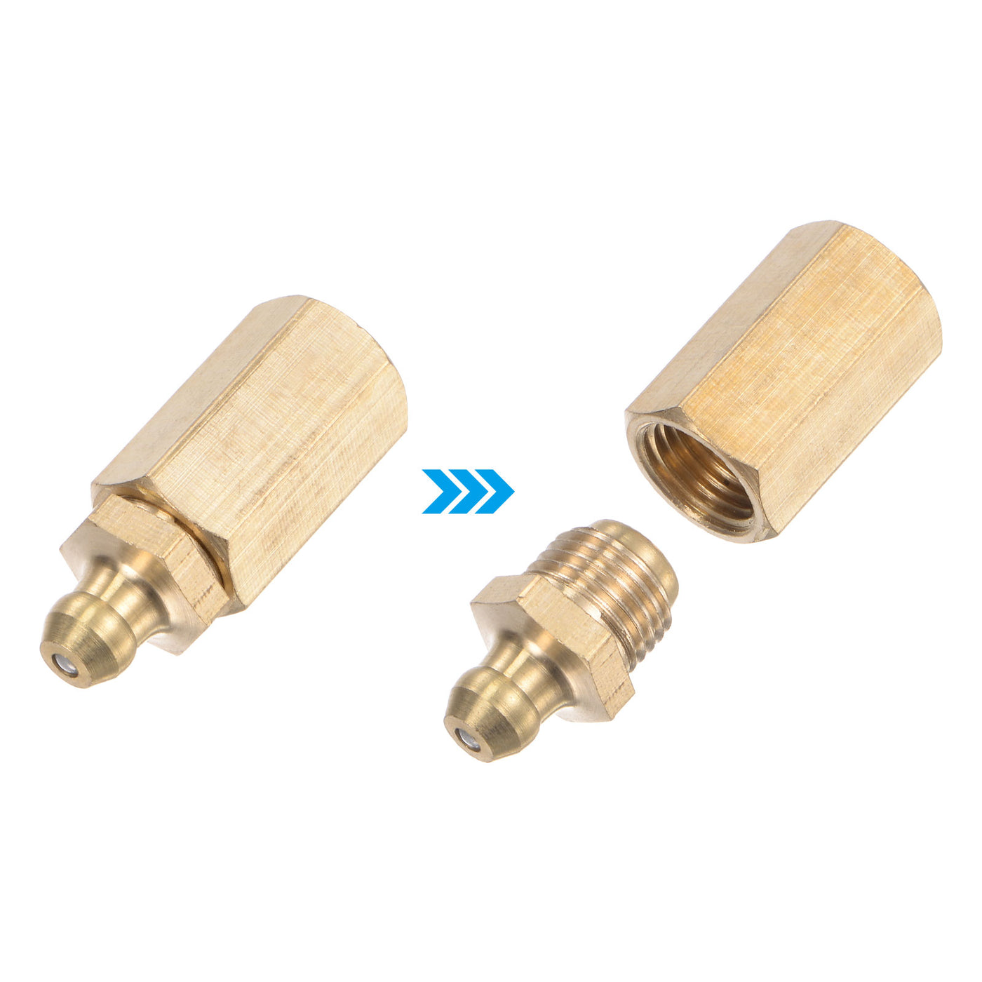 uxcell Uxcell Brass Straight Hydraulic Grease Fitting Accessories M10 x 1mm Thread, 2Pcs