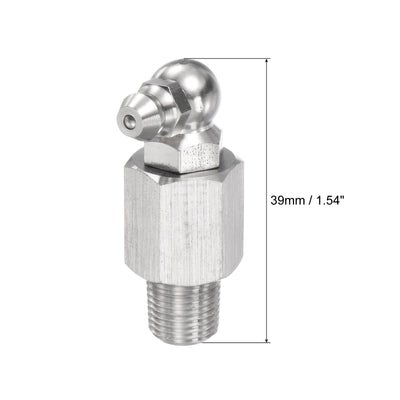 Harfington Uxcell Stainless Steel 90 Degree Hydraulic Grease Fitting G1/8 Thread 14mm Width