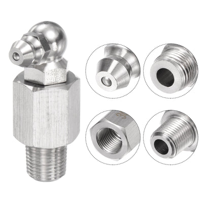 Harfington Uxcell Stainless Steel 90 Degree Hydraulic Grease Fitting G1/8 Thread 14mm Width