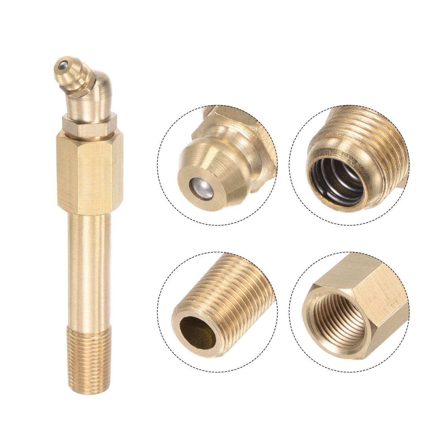 uxcell Uxcell Brass Straight Hydraulic Grease Fitting G1/8 Thread 65mm Length