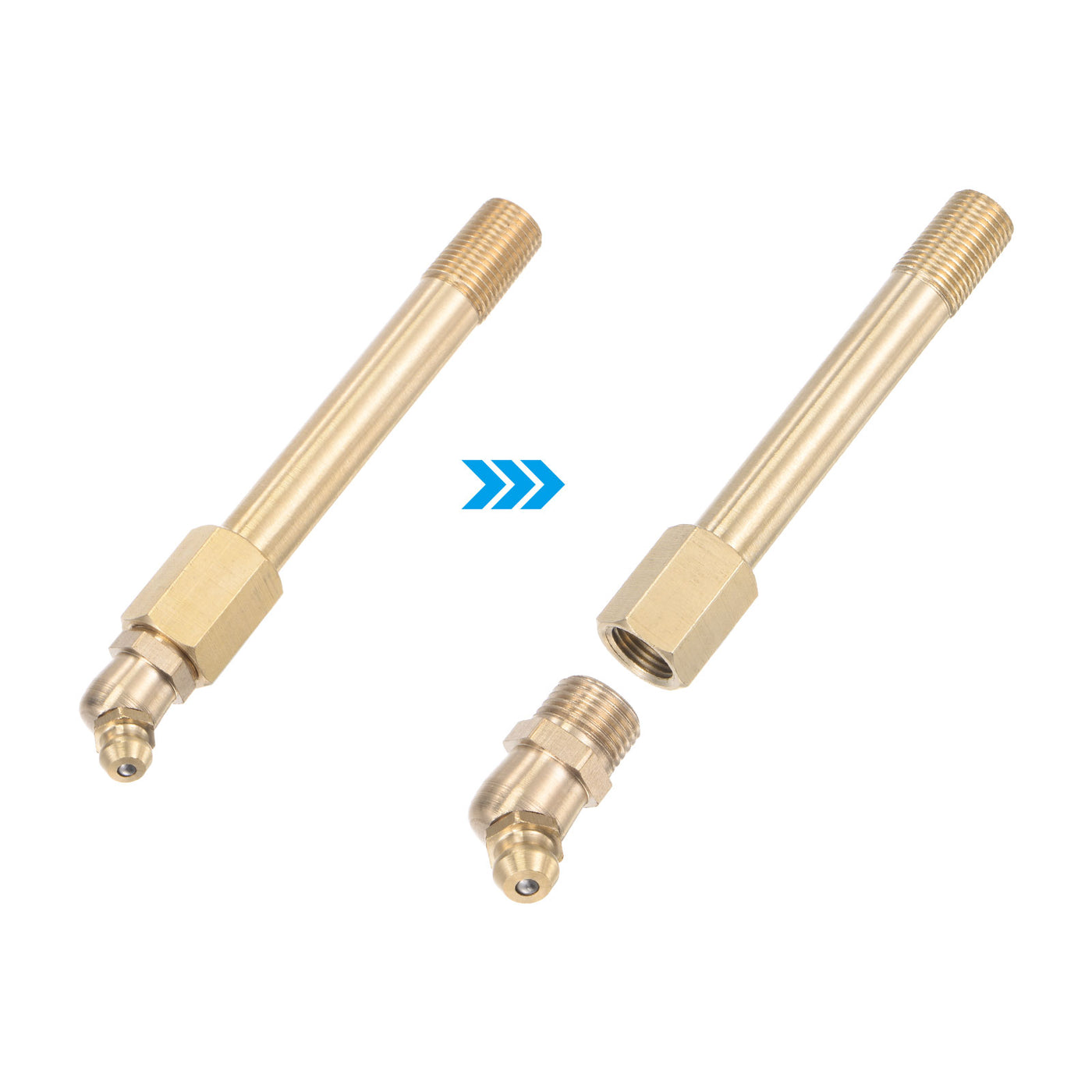 uxcell Uxcell Brass Straight Hydraulic Grease Fitting G1/8 Thread 90mm Length, 2Pcs