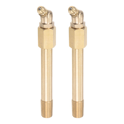 Harfington Uxcell Brass Straight Hydraulic Grease Fitting G1/8 Thread 90mm Length, 2Pcs