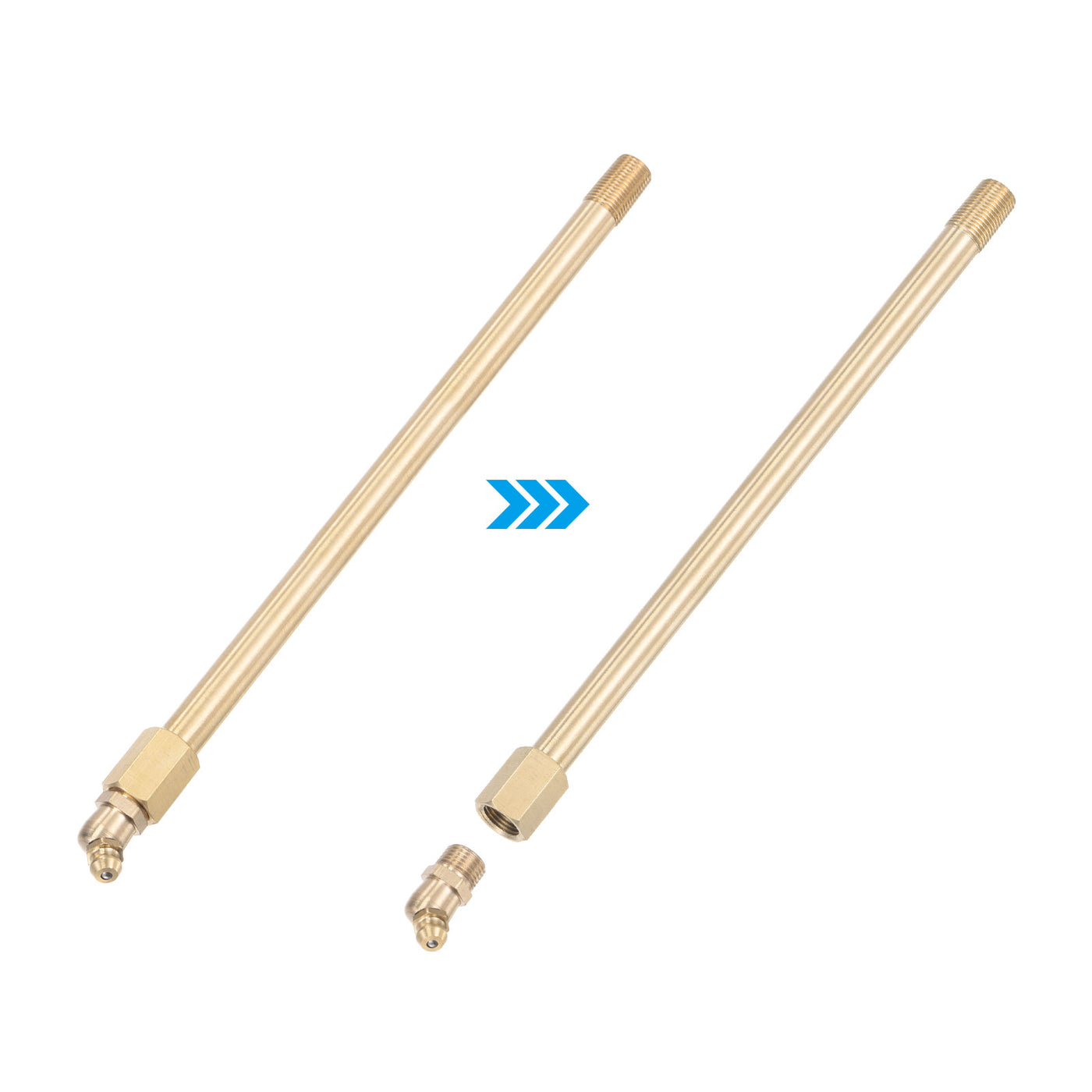 uxcell Uxcell Brass Straight Hydraulic Grease Fitting G1/8 Thread 215mm Length