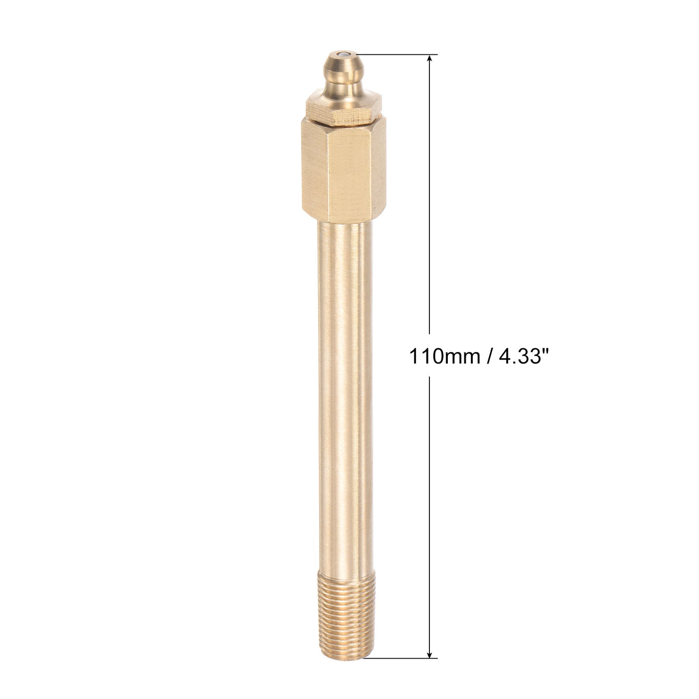 uxcell Uxcell Brass Straight Hydraulic Grease Fitting G1/8 Thread 110mm Length, 2Pcs