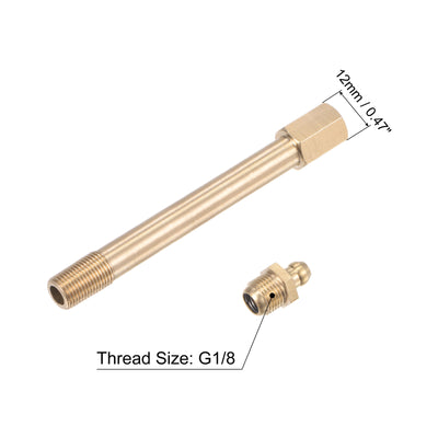 Harfington Uxcell Brass Straight Hydraulic Grease Fitting G1/8 Thread 110mm Length, 2Pcs