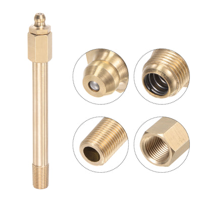 Harfington Uxcell Brass Straight Hydraulic Grease Fitting G1/8 Thread 110mm Length, 2Pcs