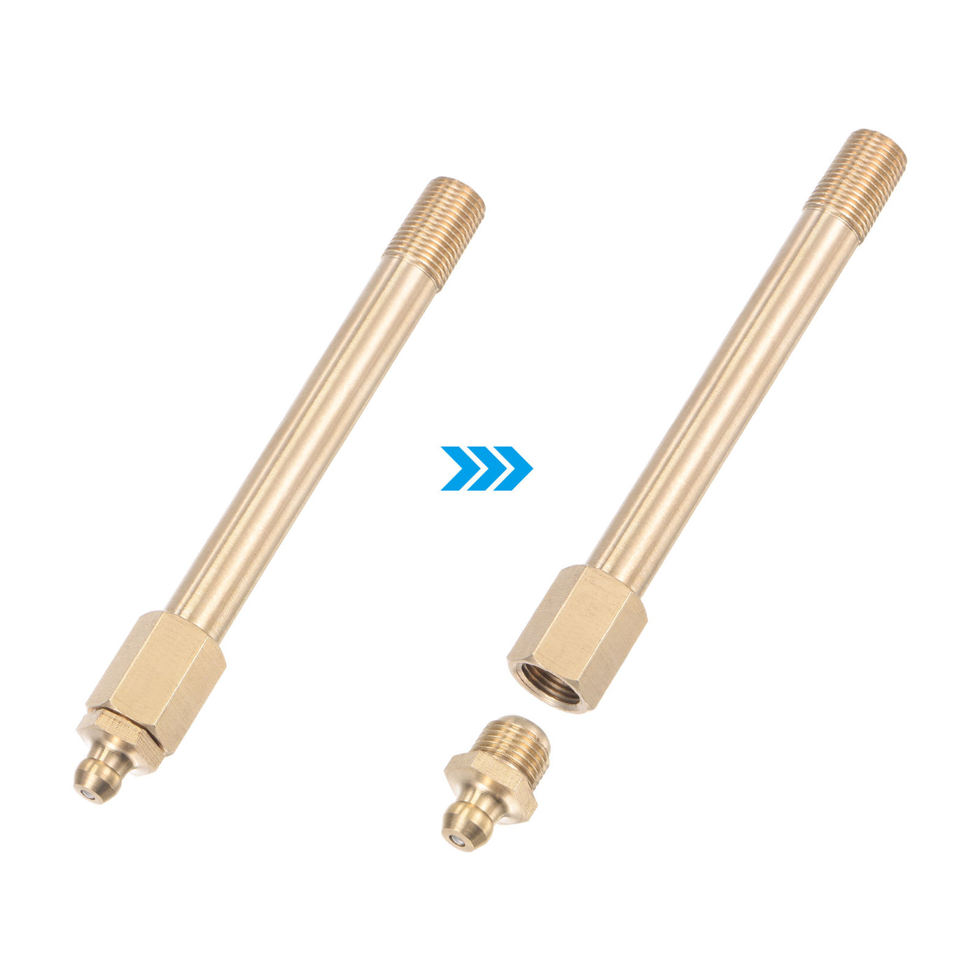 uxcell Uxcell Brass Straight Hydraulic Grease Fitting G1/8 Thread 110mm Length, 2Pcs