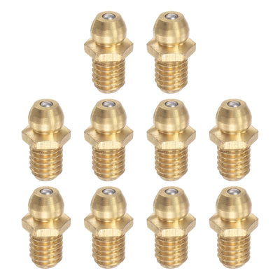 uxcell Uxcell Brass Straight Hydraulic Grease Fitting Accessories M6 x 1 Thread, 10Pcs