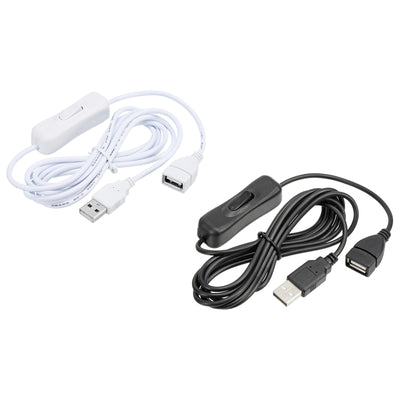 Harfington USB Extension Cable with Switch 2 Meter USB Male to Female Cord Black White